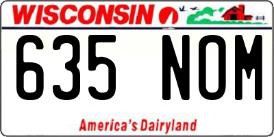 WI license plate 635NOM