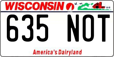 WI license plate 635NOT
