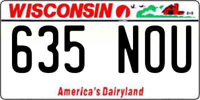 WI license plate 635NOU