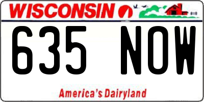 WI license plate 635NOW