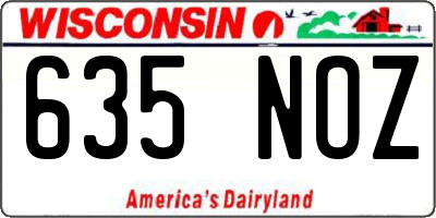 WI license plate 635NOZ
