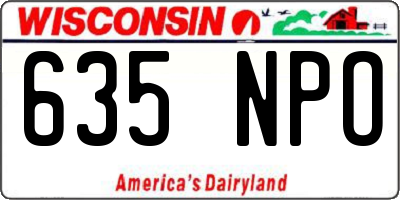 WI license plate 635NPO