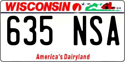 WI license plate 635NSA
