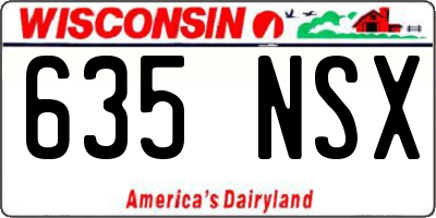 WI license plate 635NSX