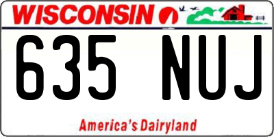 WI license plate 635NUJ