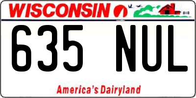 WI license plate 635NUL