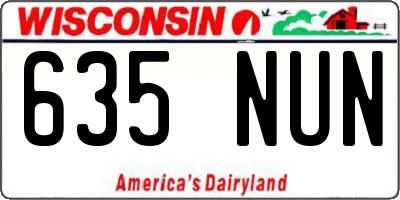 WI license plate 635NUN