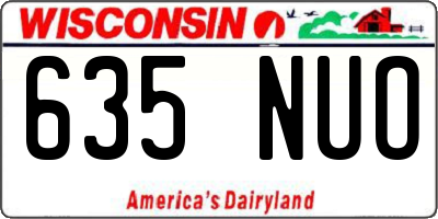 WI license plate 635NUO