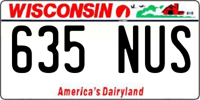 WI license plate 635NUS