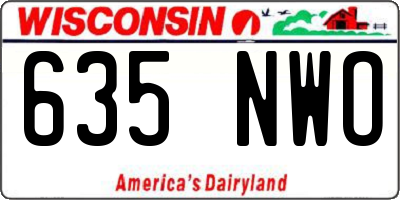 WI license plate 635NWO