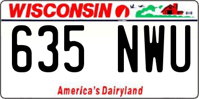 WI license plate 635NWU