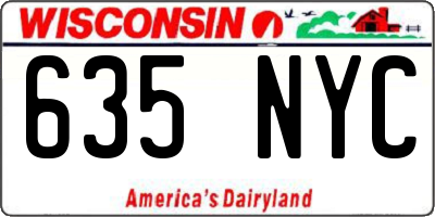 WI license plate 635NYC