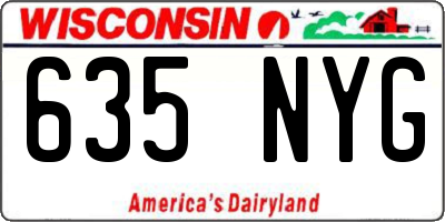 WI license plate 635NYG