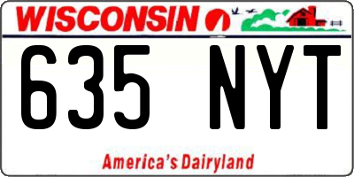 WI license plate 635NYT