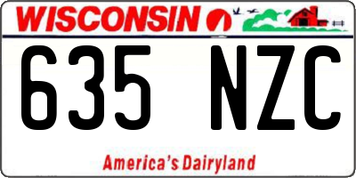 WI license plate 635NZC