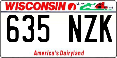 WI license plate 635NZK