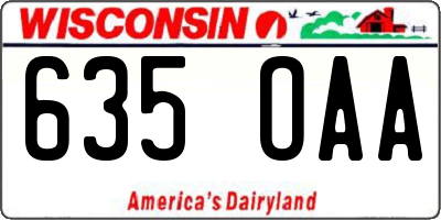 WI license plate 635OAA