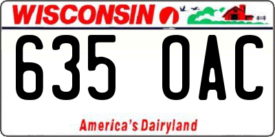 WI license plate 635OAC
