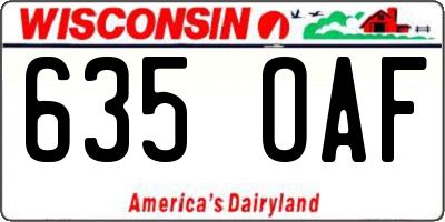 WI license plate 635OAF