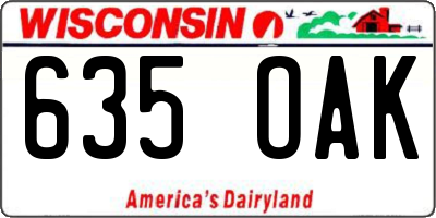 WI license plate 635OAK