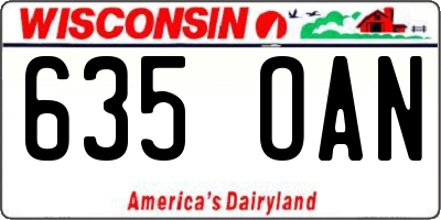 WI license plate 635OAN