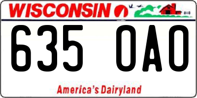 WI license plate 635OAO