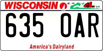 WI license plate 635OAR