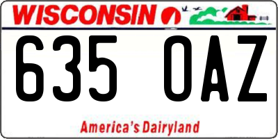 WI license plate 635OAZ