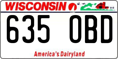 WI license plate 635OBD