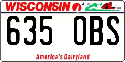 WI license plate 635OBS