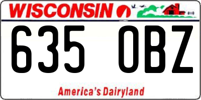 WI license plate 635OBZ