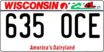 WI license plate 635OCE