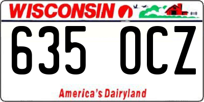WI license plate 635OCZ