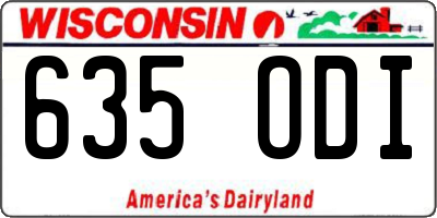WI license plate 635ODI
