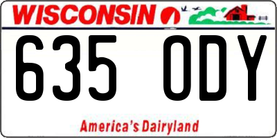 WI license plate 635ODY