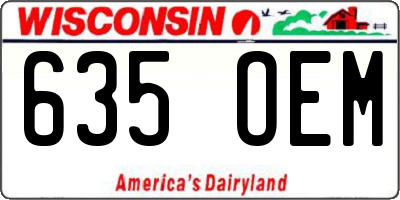 WI license plate 635OEM