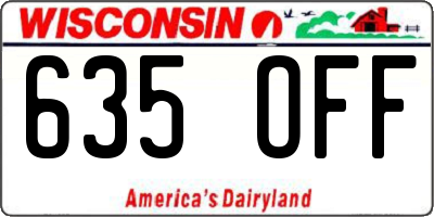WI license plate 635OFF