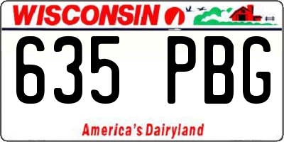 WI license plate 635PBG