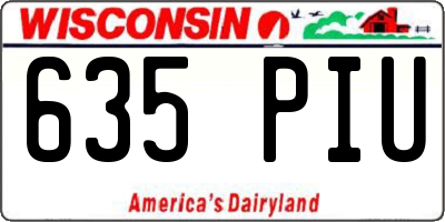 WI license plate 635PIU