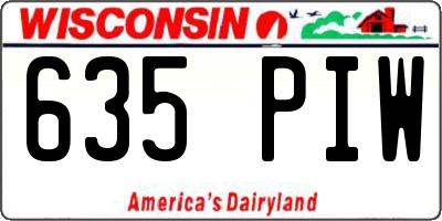 WI license plate 635PIW