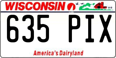 WI license plate 635PIX
