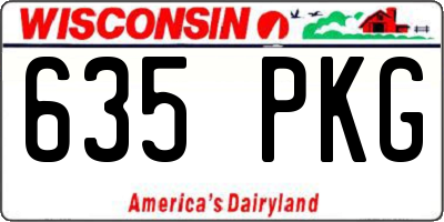 WI license plate 635PKG