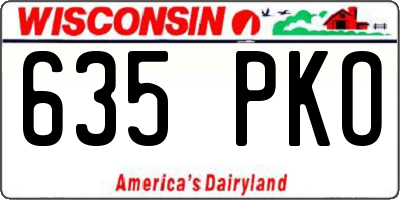 WI license plate 635PKO