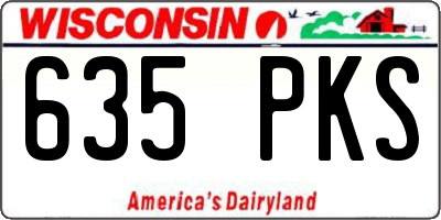 WI license plate 635PKS