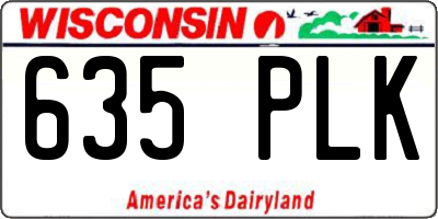 WI license plate 635PLK