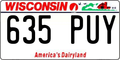WI license plate 635PUY