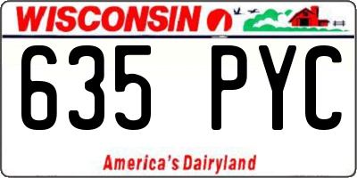 WI license plate 635PYC