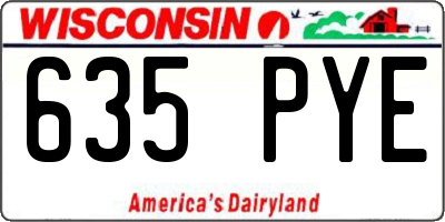 WI license plate 635PYE