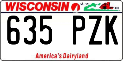 WI license plate 635PZK