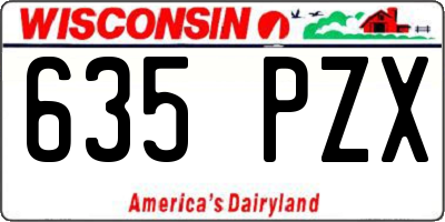 WI license plate 635PZX